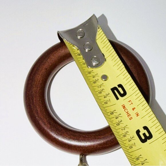Curtain Pole Rings (Walnut)& Clips Set of 14 Wood Rings Fit up to 2" Pole - Picture 4 of 4